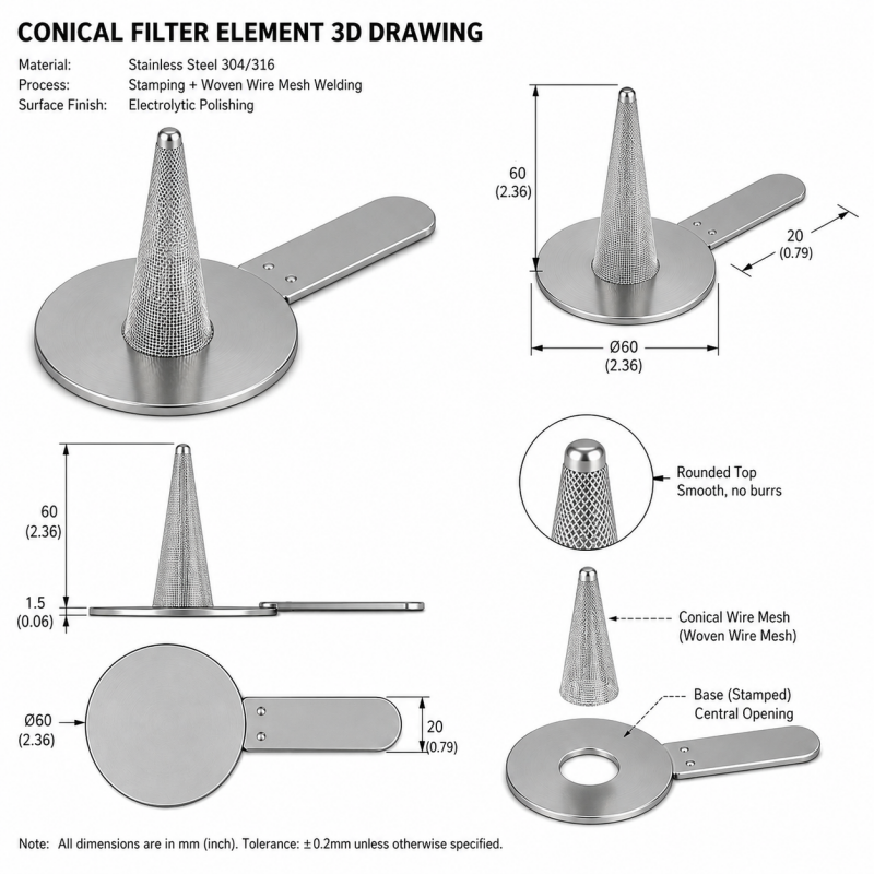 DRAWING  SAMPLE OF CONICAL FILTERS 